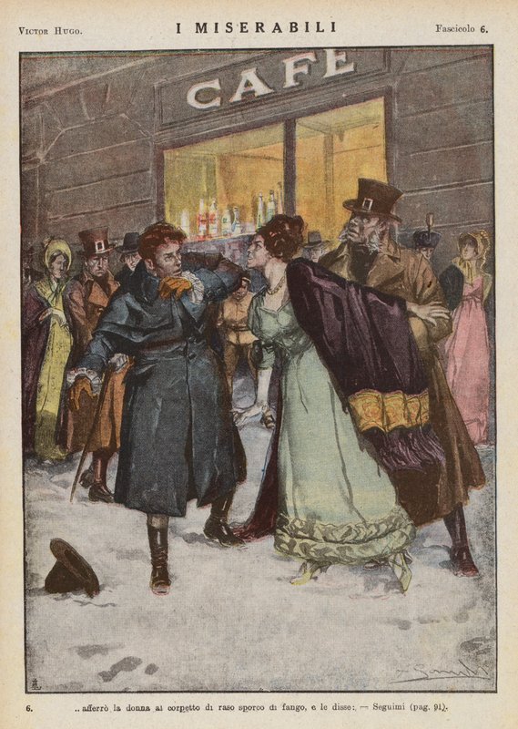 Illustration til Les Miserables af Victor Hugo (farvelitografi) af Ambrogio Lombardi