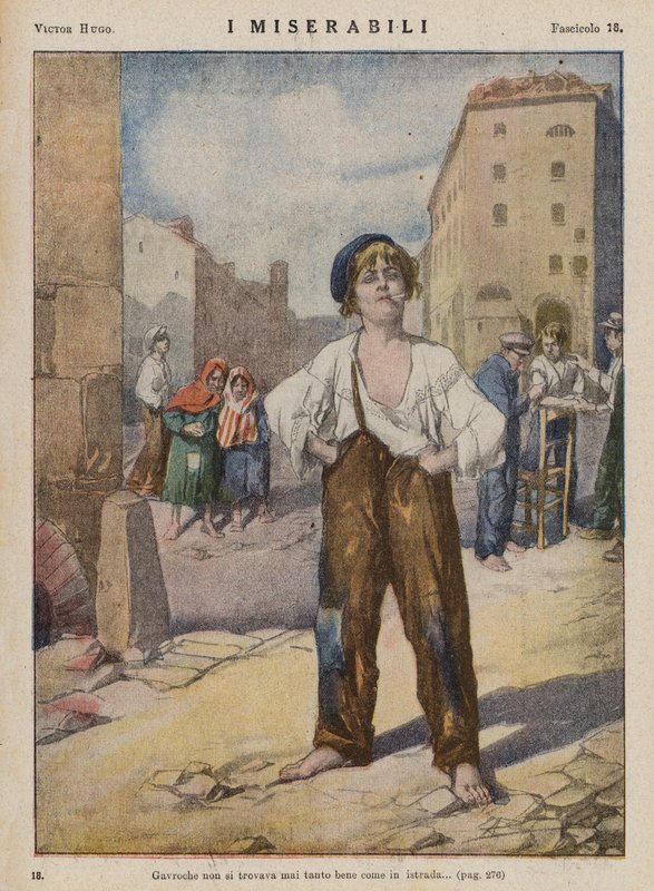 Illustration til Les Miserables af Victor Hugo (farvelitografi) af Ambrogio Lombardi