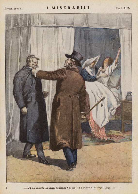Illustration til Les Miserables af Victor Hugo (farvelitografi) af Ambrogio Lombardi