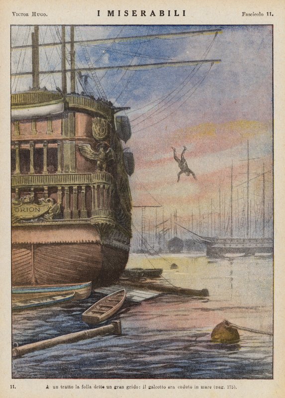 Illustration til Les Miserables af Victor Hugo (farvelitografi) af Ambrogio Lombardi