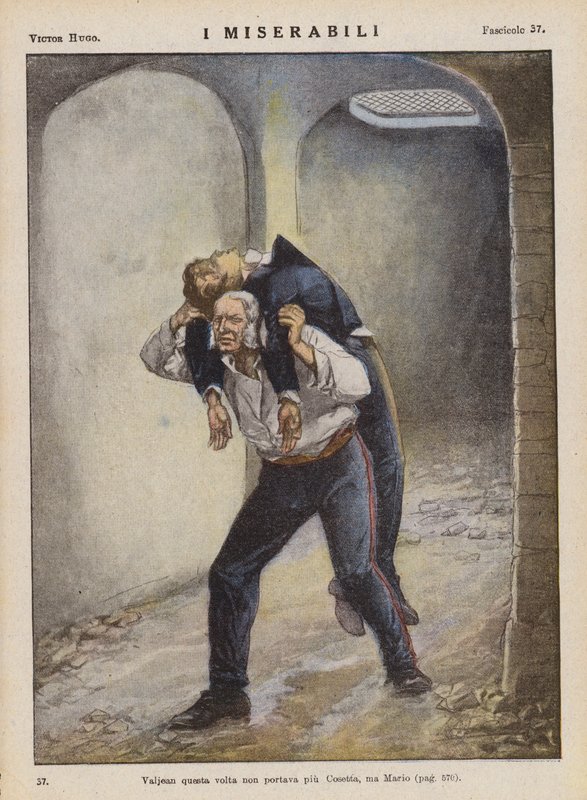 Illustration til Les Miserables af Victor Hugo (farvelitografi) af Ambrogio Lombardi