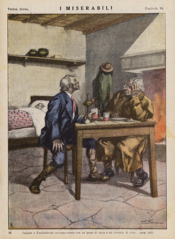Illustration til Les Miserables af Victor Hugo (farvelitografi) af Ambrogio Lombardi