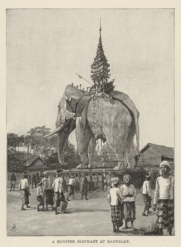 En monsterelefant i Mandalay af Amedee Forestier