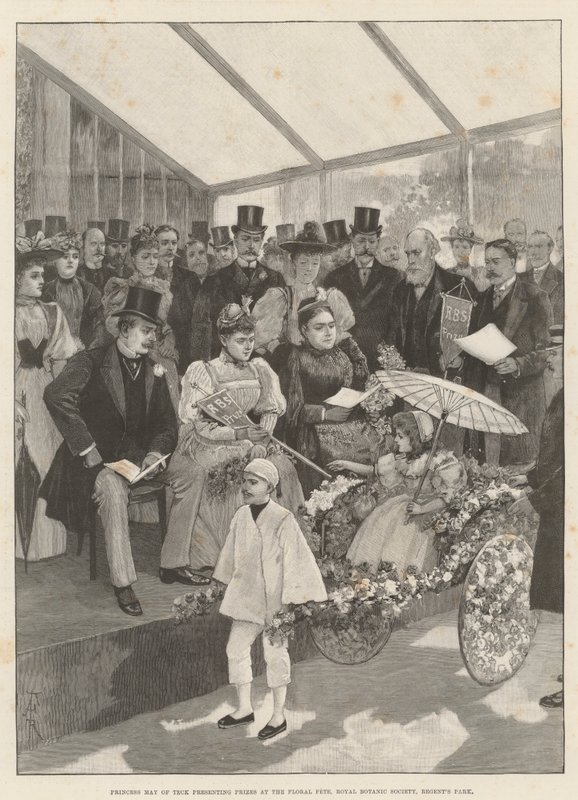 Prinsesse May af Teck overrækker priser ved blomsterfesten, Royal Botanic Society, Regent