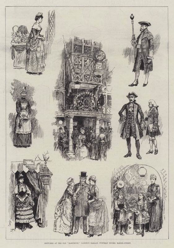Skitser ved Old Marylebone Gardens Bazaar, Portman Rooms, Baker-Street af Amedee Forestier