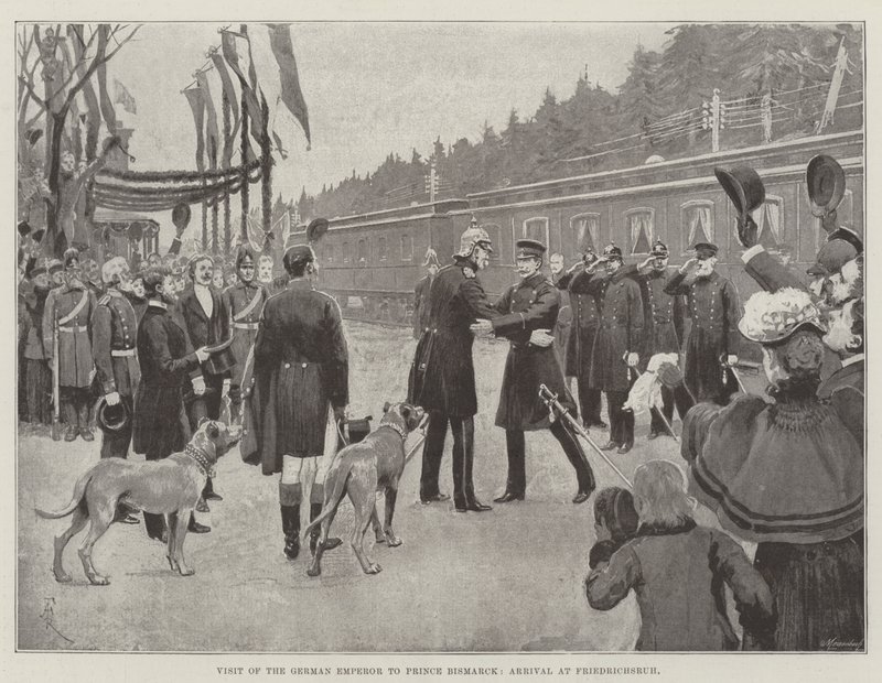 Besøg af den tyske kejser hos Prins Bismarck, Ankomst til Friedrichsruh af Amedee Forestier