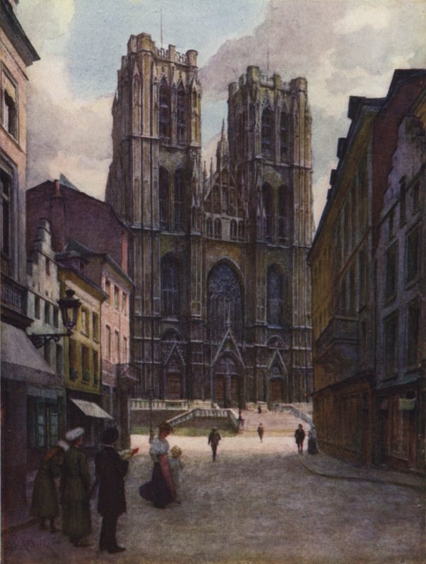 Katedralen i Ste Gudule, Bruxelles af after Amedee Forestier