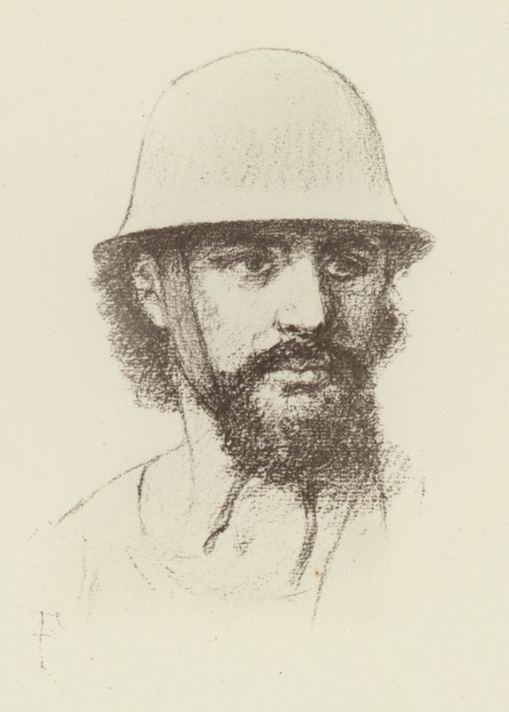 Bronzealderhjelm (litho) af Amedee (after) Forestier