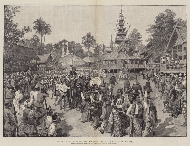 Buddhisme i Burma, installation af svampe eller præst af Amedee Forestier