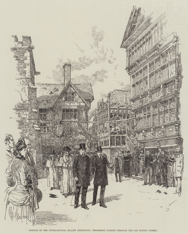 Åbning af den internationale sundhedsudstilling, procession gennem Old London Street af Amedee Forestier