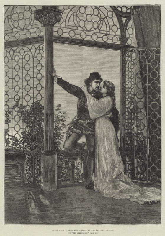 Scene fra Romeo og Julie, på Lyceum Theatre af Amedee Forestier
