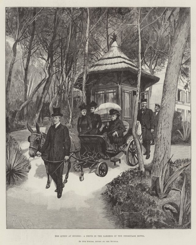 Dronningen i Hyeres, en Drive in the Gardens of the Hermitage Hotel af Amedee Forestier