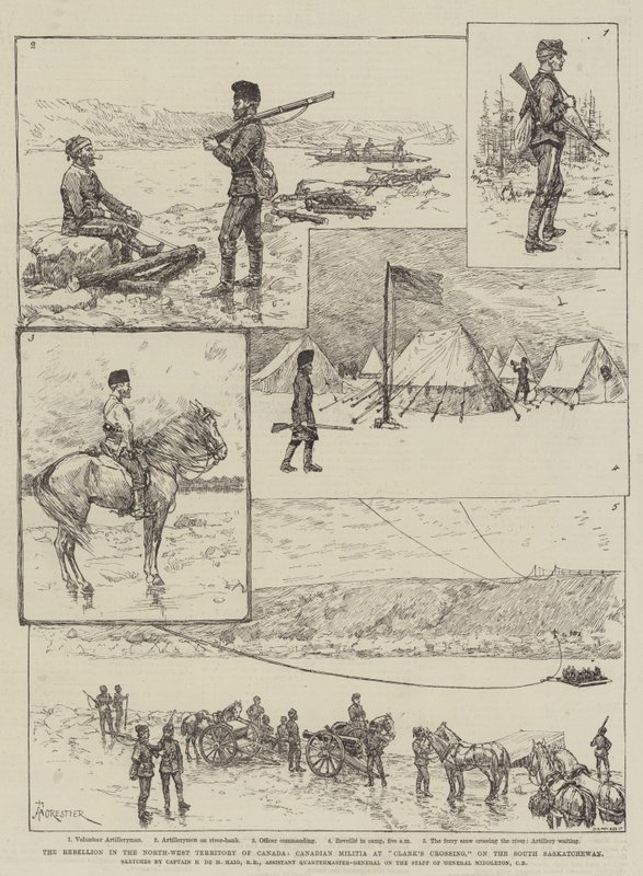 Oprøret i Canadas nordvestlige territorium, canadisk milits ved Clark