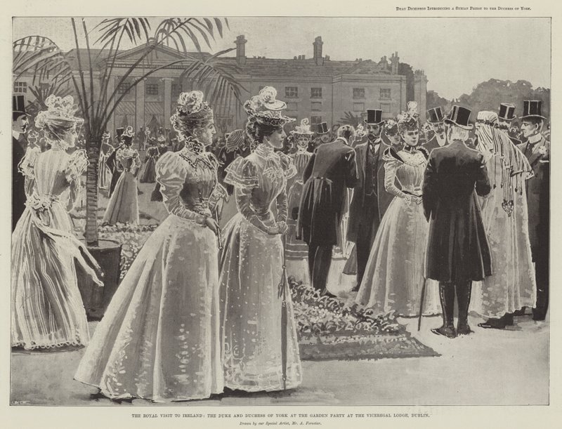 Det kongelige besøg i Irland, hertugen og hertuginden af York ved Garden Party på Viceregal Lodge, Dublin af Amedee Forestier