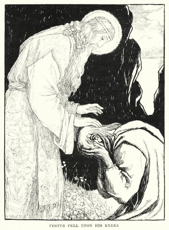 Festus faldt på knæ (gravering) af Amelia M. (attr.to) Bowerley or Bauerle