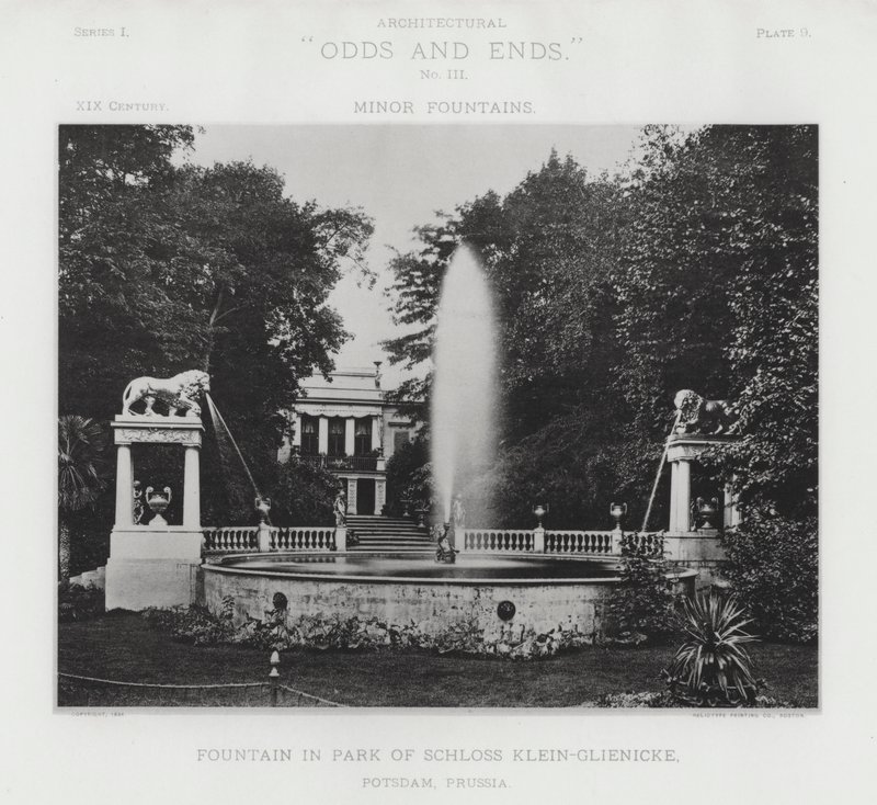 Springvand i parken ved Schloss Klein-Glienicke, Potsdam, Preussen (s/h-foto) af American Photographer (after)