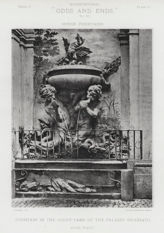 Springvand i gården til Palazzo Vicariato, Rom, Italien (s/h-billede) af American Photographer (after)