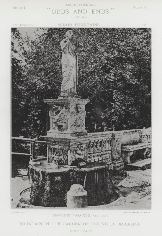 Springvand i Villa Borghese-haven, Rom, Italien (s/h-billede) af American Photographer (after)