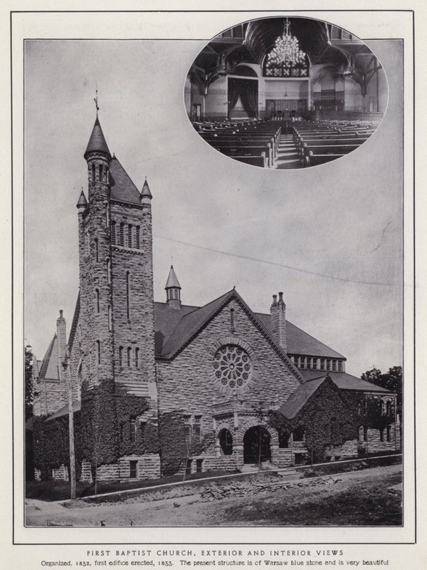 Jamestown, NY: First Baptist Church, eksteriør og interiør (s/h foto) af American Photographer (after)