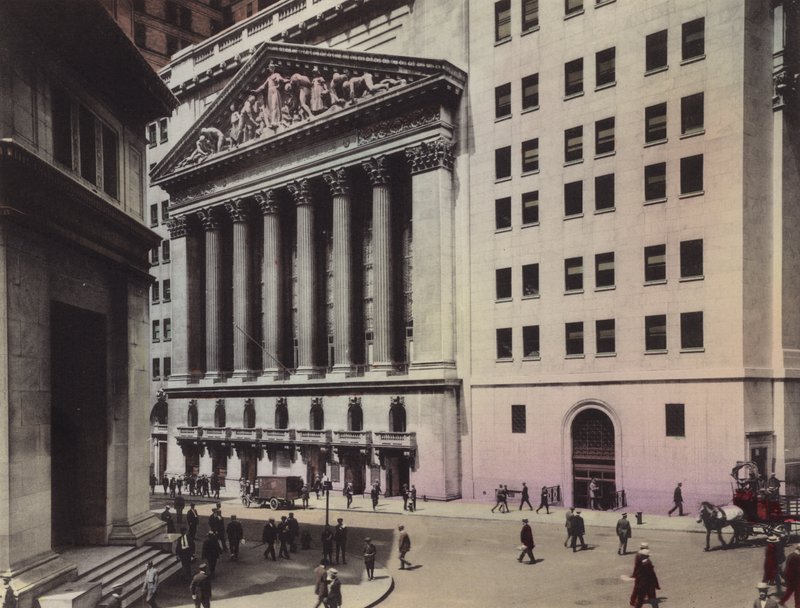 New York: J P Morgan og Co; New York Stock Exchange (foto) af American Photographer (after)