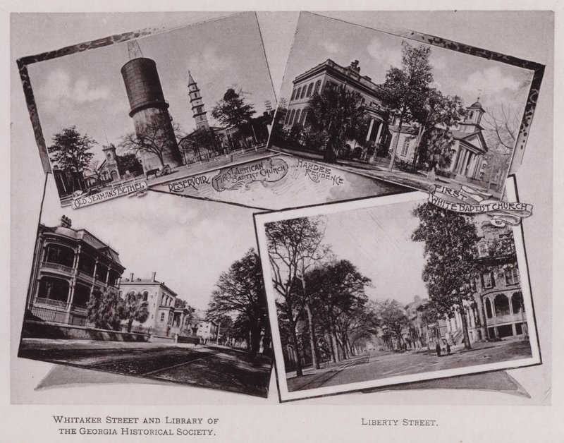 Gamle Sømandsbetel; Reservoir; Første afrikanske baptistkirke; Hardee Residence; Første hvide baptistkirke; Whitaker Street og bibliotek i Georgia Historical Society; Liberty Street (s/h-billede) af American Photographer (after)