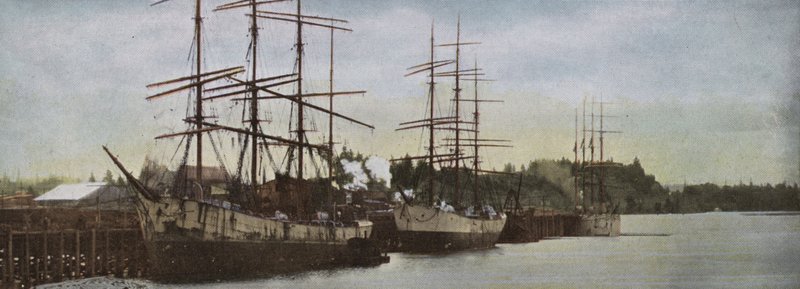 Oregon: Sejlskibe ved anker i Portland Harbor (foto) af American Photographer (after)