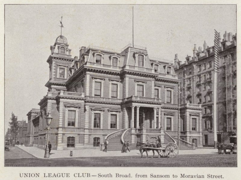 Philadelphia: Union League Club, South Broad, fra Sansom til Moravian Street (s/h-billede) af American Photographer (after)