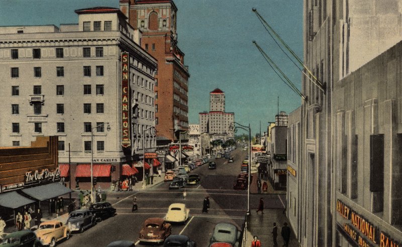 Phoenix, Arizona: Central Avenue, ser nordpå fra Adams Hotel (foto) af American Photographer (after)