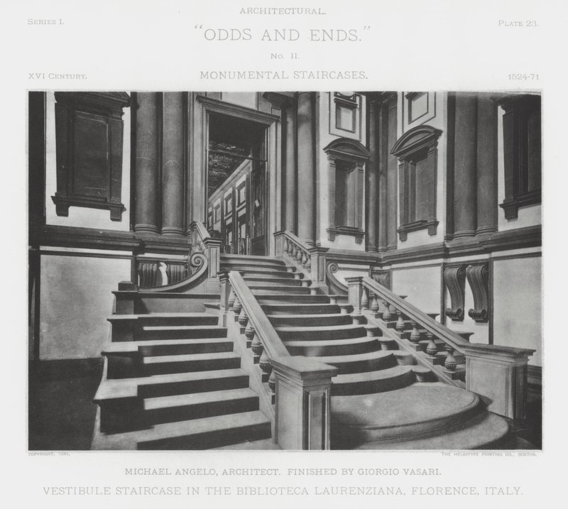 Vestibule-trappe i Biblioteca Laurenziana, Firenze, Italien (s/h-billede) af American Photographer (after)