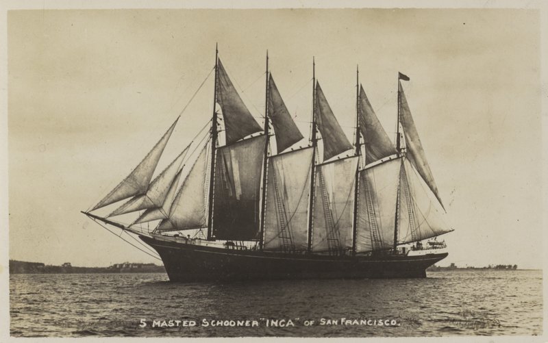 5 maste skonnert Inca, fra San Francisco af American Photographer
