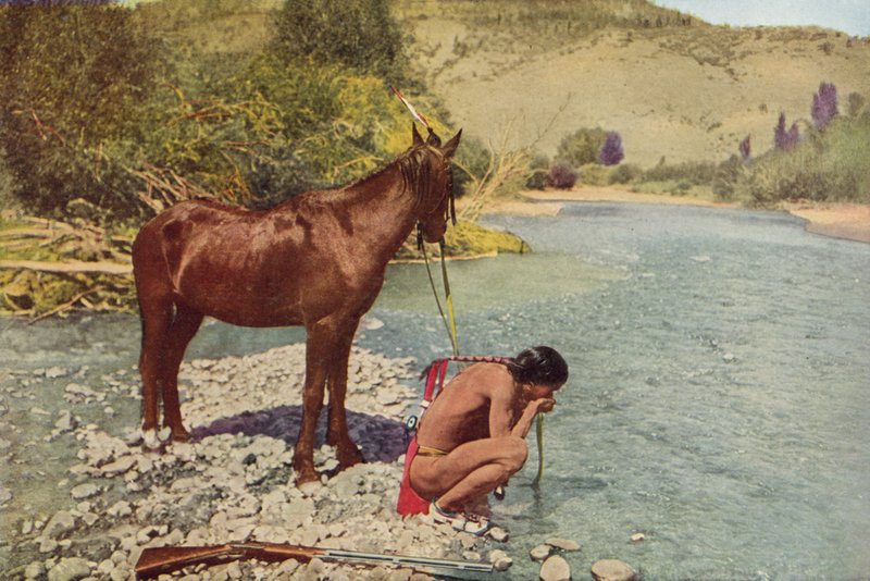 Apache Warrior, Rio Navaho, Arizona (farvet foto) af American Photographer