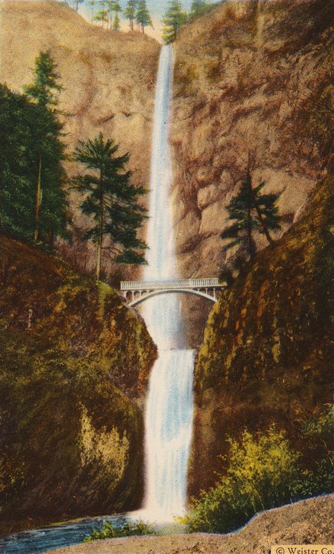 Benson Bridge ved Multnomah Falls (farvefoto) af American Photographer