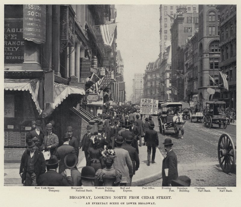 Broadway, ser mod nord fra Cedar Street (s/h-billede) af American Photographer