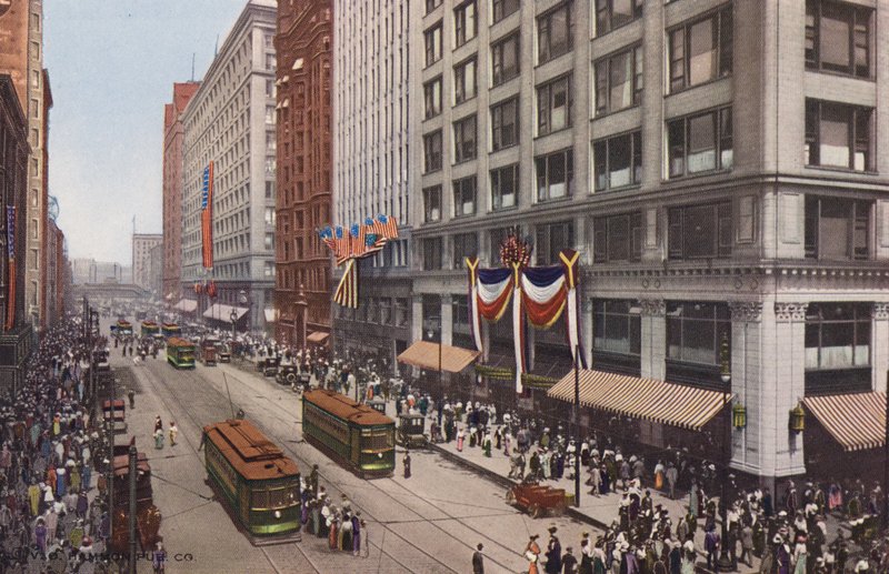 Chicago: State Street, nord for Madison (farvefoto) af American Photographer