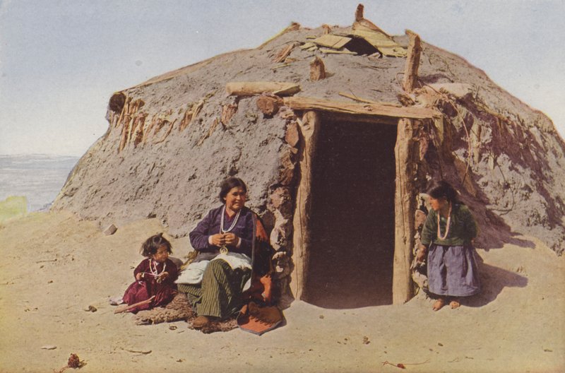 Elle of Ganado, Indian Building, Albuquerque, den mest berømte væver blandt navajoerne (foto i farver) af American Photographer
