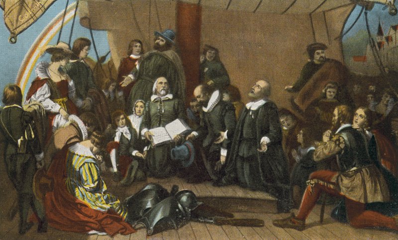 Indskibning af pilgrimmene fra Delft Havn, 22. juli 1620 (tryk) af American Photographer