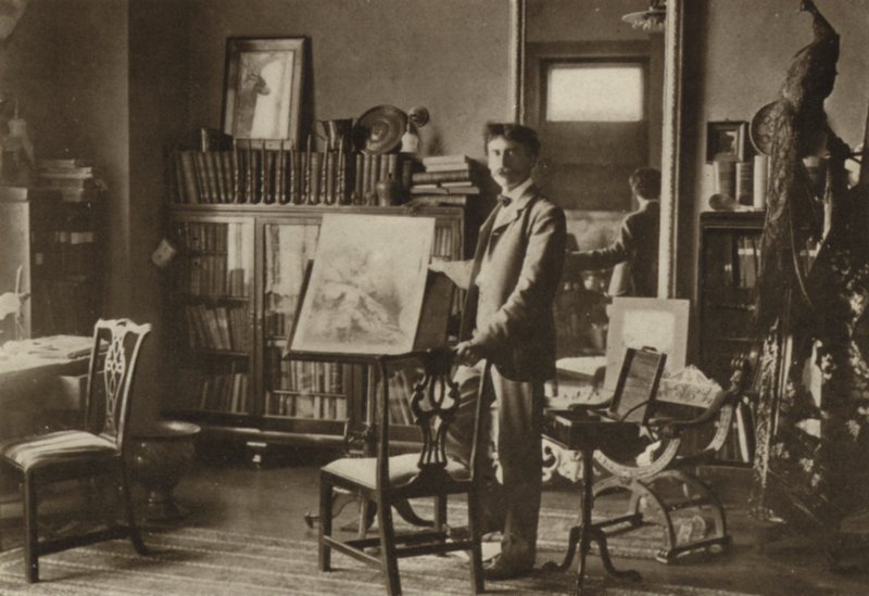 Ernest Seton-Thompson, hans atelier i New York (s/h-foto) af American Photographer