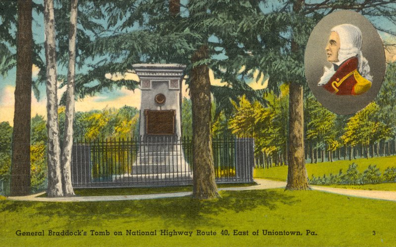 General Braddocks grav, National Highway Route 40, øst for Uniontown, Pa (farvefoto) af American Photographer