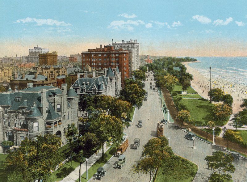 Lake Shore Drive, nord fra Drake Hotel (farvet foto) af American Photographer