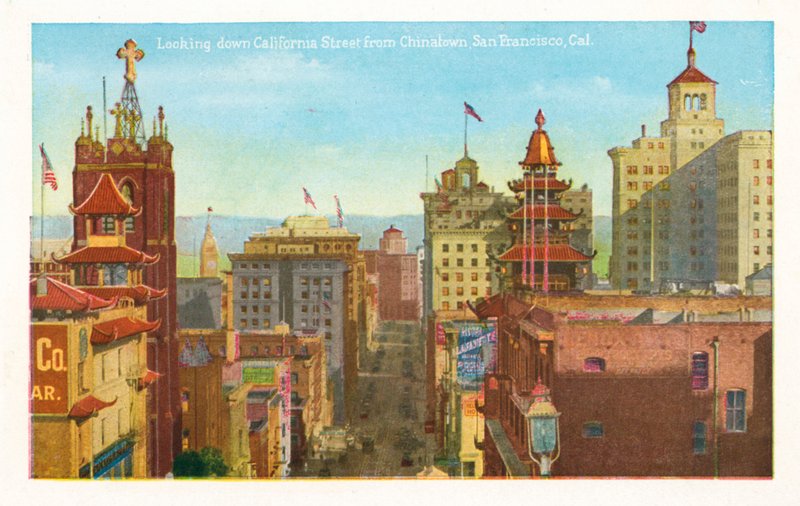 Kigger ned ad California Street fra Chinatown, San Francisco, Californien (farvefoto) af American Photographer