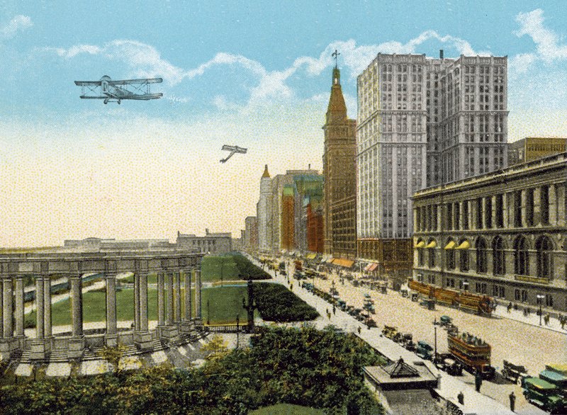 Michigan Boulevard og Grant Park, ser mod syd (farvet foto) af American Photographer