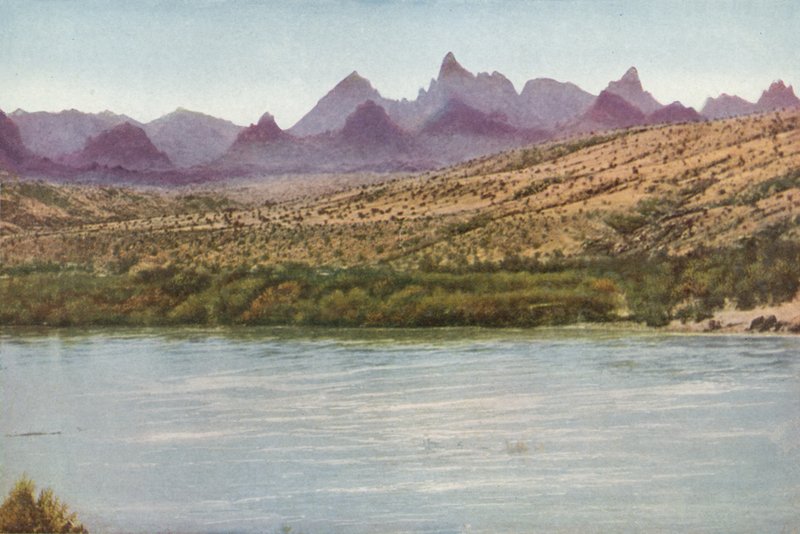 Needles Mountains og Colorado River, Californien (farvet foto) af American Photographer