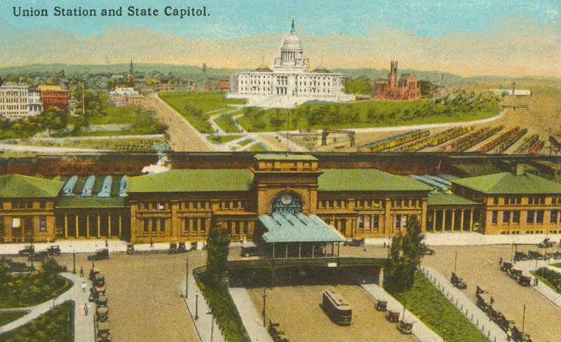 Providence, Rhode Island: Union Station og State Capitol (foto i farver) af American Photographer