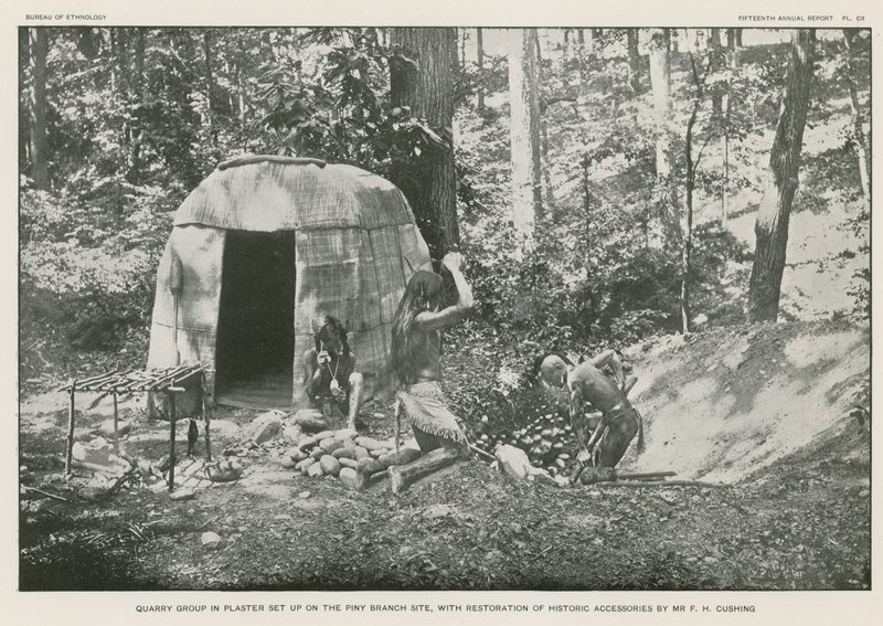 Stenbrudsgruppe i gips opstillet på Piny Branch-grunden af American Photographer