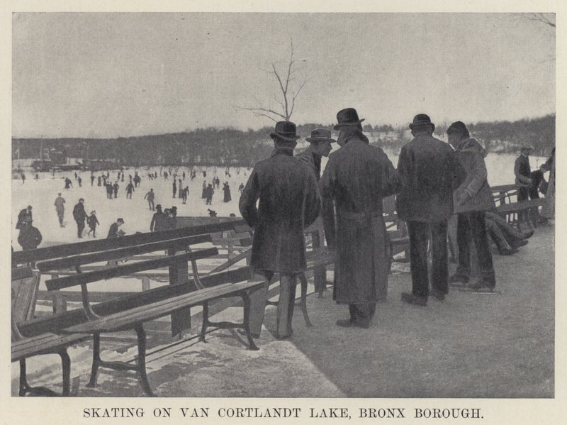 Skøjteløb på Van Cortlandt Lake, Bronx Borough (s/h foto) af American Photographer