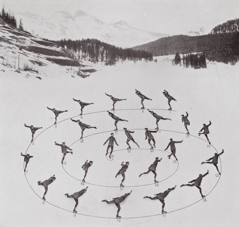 Skøjteløb med Bror Meyer: Udvendig fremadrettet spiral (s/h-foto) af American Photographer