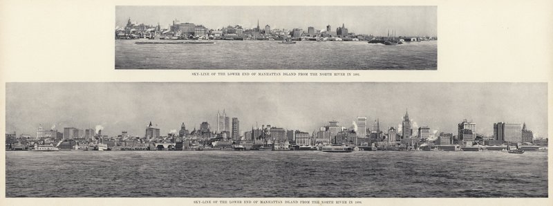 Sky-Line af den nedre ende af Manhattan Island fra North River (s/h foto) af American Photographer