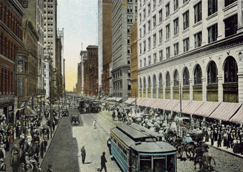 State Street, ser nordpå fra Van Buren Street (farvet foto) af American Photographer
