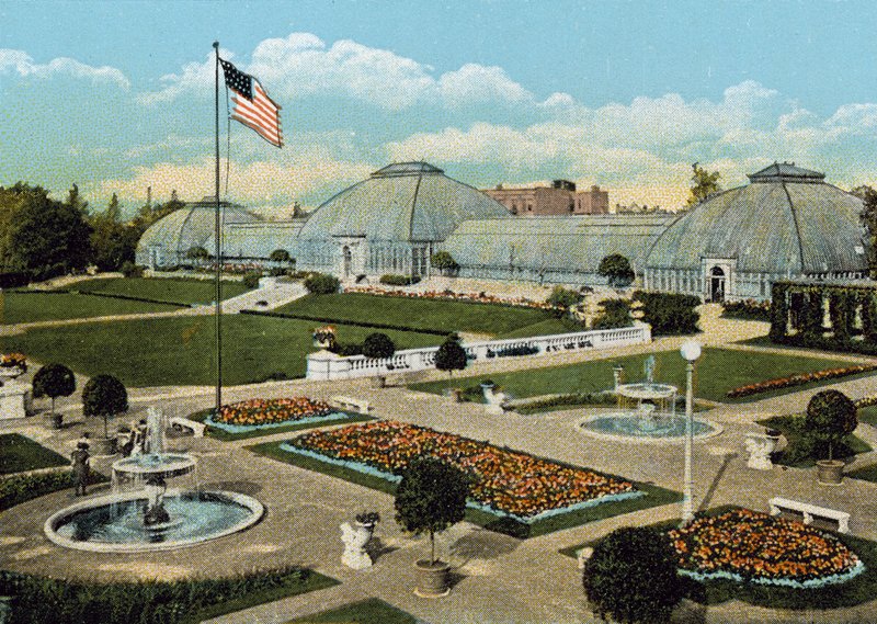 Sunken Gardens and Conservatory, Washington Park (farvet foto) af American Photographer
