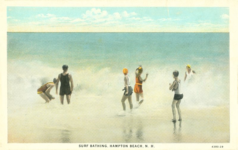 Surfbadning, Hampton Beach, New Hampshire, ca. 1920 (farvefoto) af American Photographer